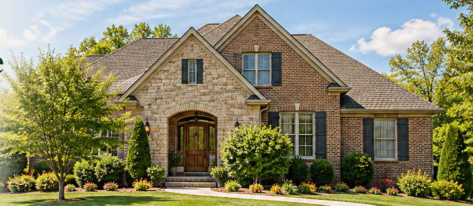 Traditional brick-and-stone Tennessee home